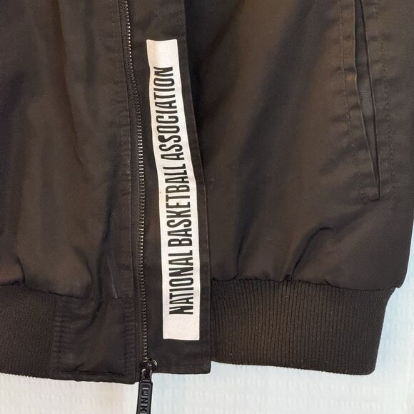 NBA MENS Black BOMBER JACKET  Full Zip Size Small NBA Logo - Picture 2 of 7